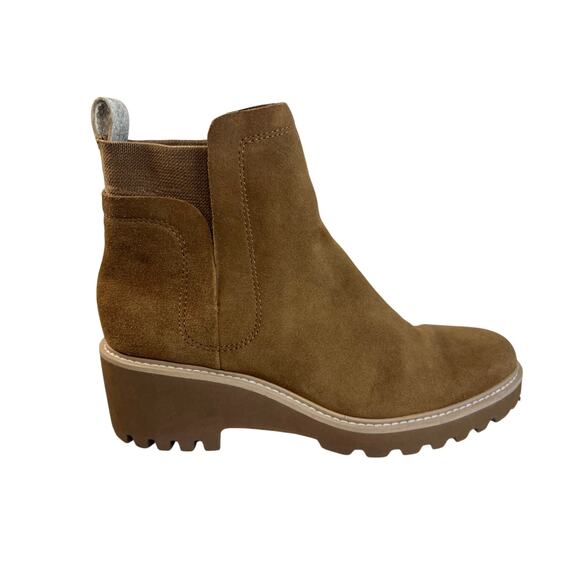 Dolce Vita Women's Huey Brown Wedge Heel Chelsea Pull On Ankle Boot Size 10 - Picture 1 of 9
